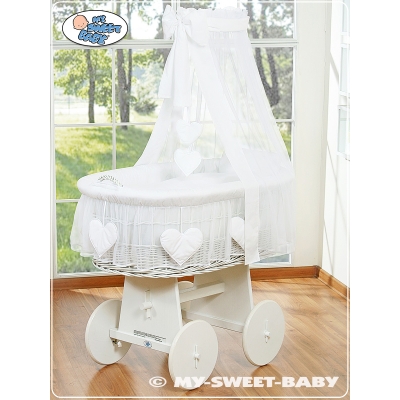 Set Completa Culla in vimini neonato bianca Amelia