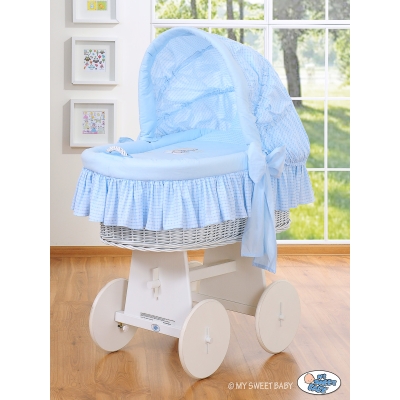 Culla con Cappottina Ruote Biancheria Set Blu Notte
