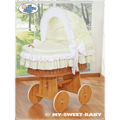 Culla con Cappottina Ruote Biancheria Set Creme Amelia