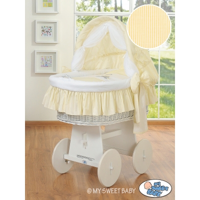 Culla con Cappottina Ruote Biancheria Set Creme Luca