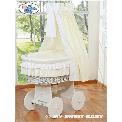 Culla con Velo Ruote Grandi Creme Bella