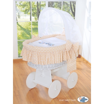 Culla di Vimini con Cappotta per Bambini Beige Gufi