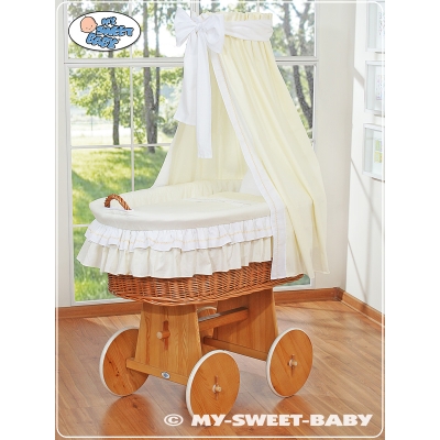 Culla di Vimini con Velo per Bambini Creme Bella