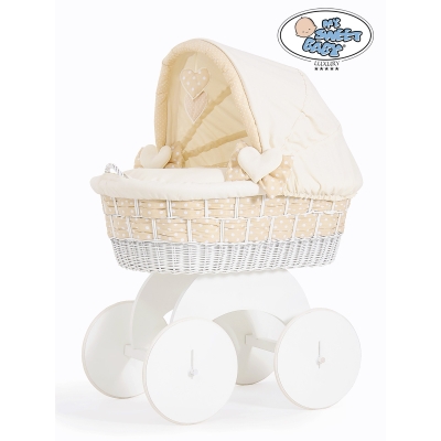 Culla con ruote per neonato - vimini e legno