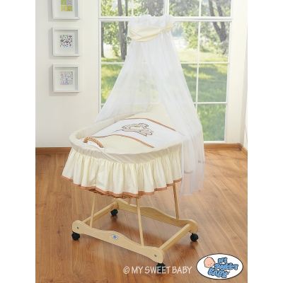 Culla Neonato Rotelle e Baldacchino Creme Barnaba