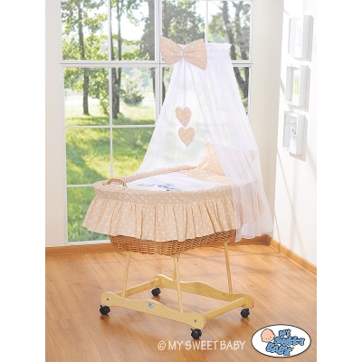 Culla per Bambini Piccole Ruote Velo Beige Gufi