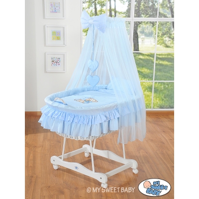 Culla per Bambini Piccole Ruote Velo Blu Nastro