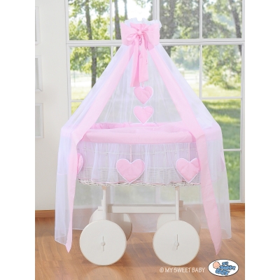 Culla per Bambini Ruote e Velo Deluxe Rosa Amelia