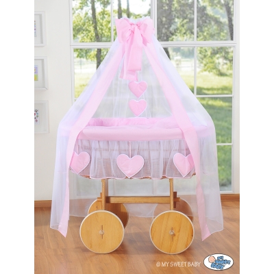 Culla per Bambini Ruote e Velo Deluxe Rosa Amelia per Ragazze