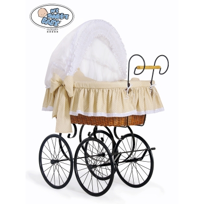 Culla Retrò con Biancheria e Materasso Bianca Beige Cristina