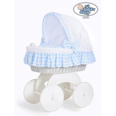 Culla in Vimini XXL con Biancheria Blu