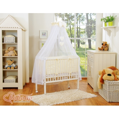 Culle Fianco Letto per Neonati con Zanzariera Creme Cuori