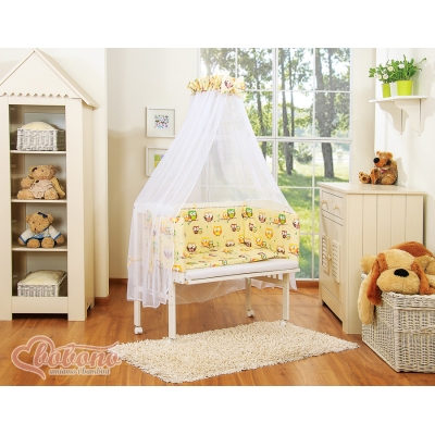 Culle Fianco Letto per Neonati con Zanzariera Creme Gufi
