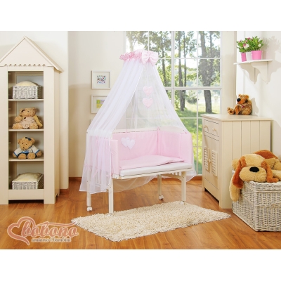 Culle Fianco Letto per Neonati con Zanzariera Rosa Cuori