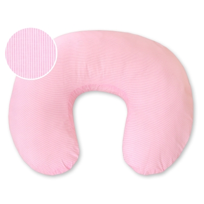 Federa per Cuscino da Allattamento Rosa a Strisce Cuori