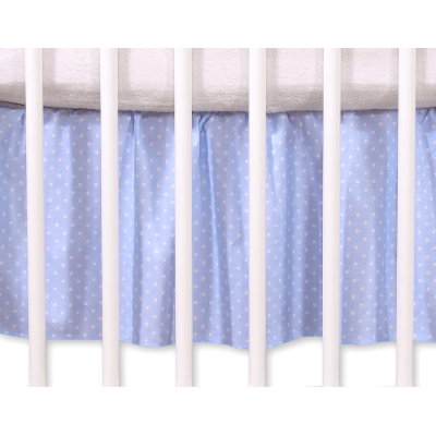 Gonna per Lettino e Culla 140x70cm Blu Pois Bianchi Cuori