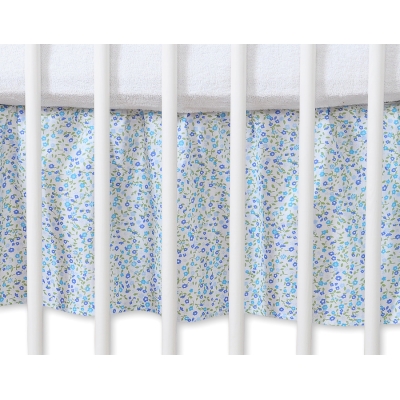 Gonna Para Lettino e Culla 60x120cm Blu Fiori Fiori Cuori