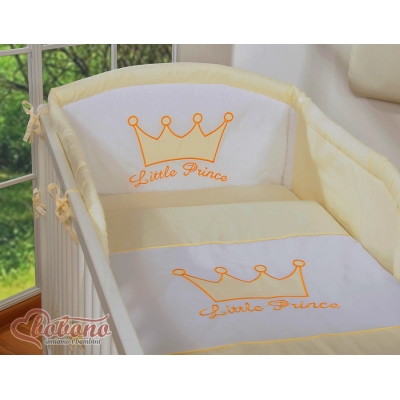 Lenzuola per Lettino Neonato 2 parti Creme Little Prince/Princess