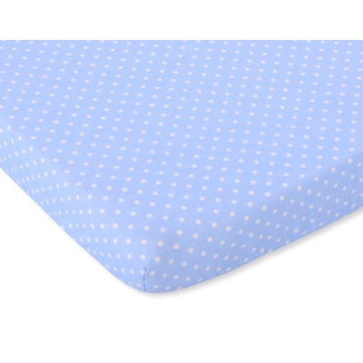 Lenzuolino in Cotone per Lettino 120x60cm Blu Pois Bianchi