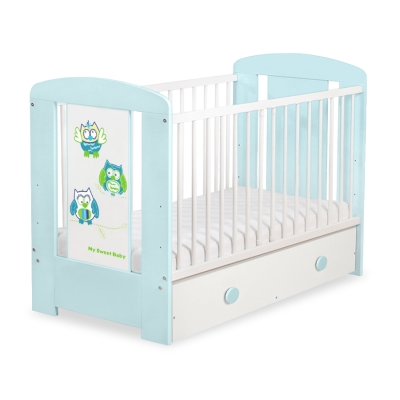 Lettino 60x120cm con Cassetto Maxi Gufi