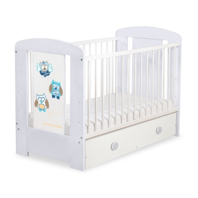 Lettino 60x120cm con Cassetto Maxi Gufi