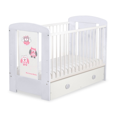 Lettino 60x120cm con Cassetto Maxi Gufi