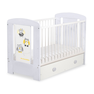 Lettino 60x120cm con Cassetto Maxi Gufi