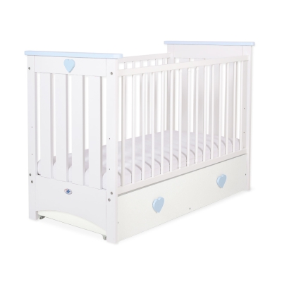 Lettino con Cassetto in Legno 120x60cm - Lorenzo Maxi Bianca Blu