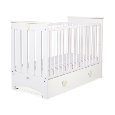 Lettino con Cassetto in Legno 120x60cm - Lorenzo Maxi Creme Bianca