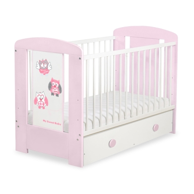 Lettino in Legno 120x60cm con Cassetto Maxi Gufi