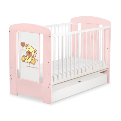 Lettino in Legno 120x60cm con Cassetto Standard Rosa Nastro
