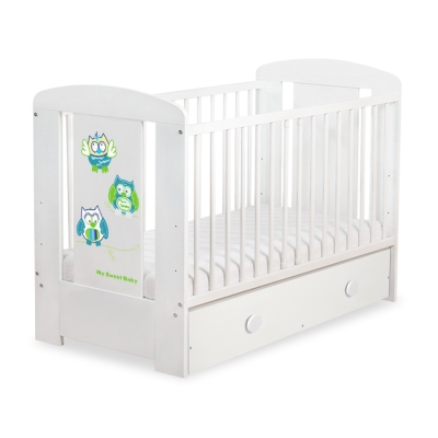 Lettino Neonato con Cassetto 120x60cm Maxi Gufi