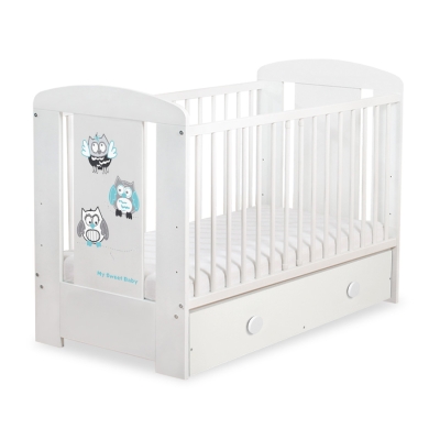 Lettino Neonato con Cassetto 120x60cm Maxi Gufi