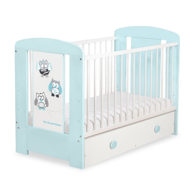 Lettino Neonato con Cassetto 120x60cm Maxi Gufi