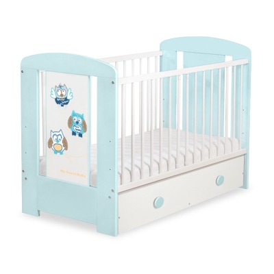 Lettino per Neonato 120x60cm con Cassetto Maxi Gufi