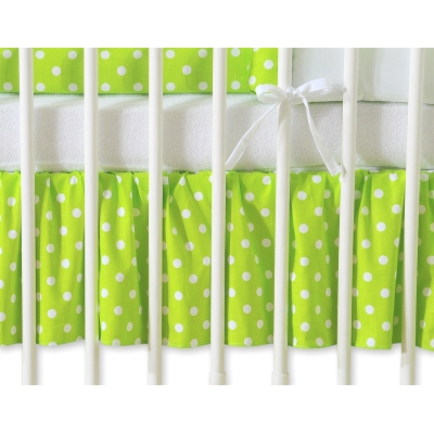 Mantovana per Lettino e Culla 70x140cm Verde Pois Bianchi Cuori