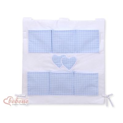 Organizer con 6 Tasche per Culla Blu a Scacchi Cuori