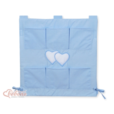 Organizer con 6 Tasche per Lettino Blu Cuori