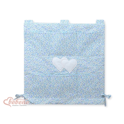 Organizer con 6 Tasche per Lettino Blu Fiori Fiori Cuori