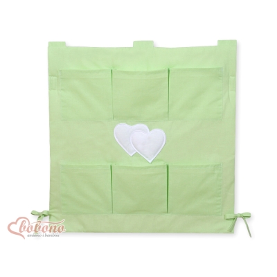 Organizer con 6 Tasche per Lettino Verde Cuori