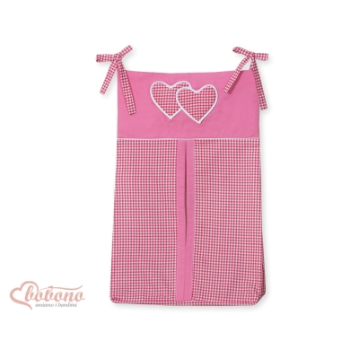 Organizer Pannolini per Lettino Rosa a Scacchi Cuori