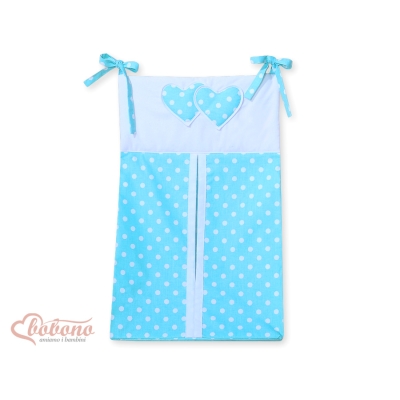 Organizer Pannolini per Lettino Turchese Pois Bianchi Cuori