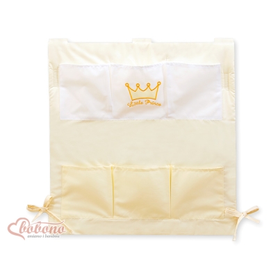 Organizer Portaoggetti in Cotone da Appendere al Lettino Creme Little Prince/Princess