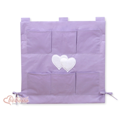 Organizer Portaoggetti in Cotone da Appendere al Lettino Lilla Cuori