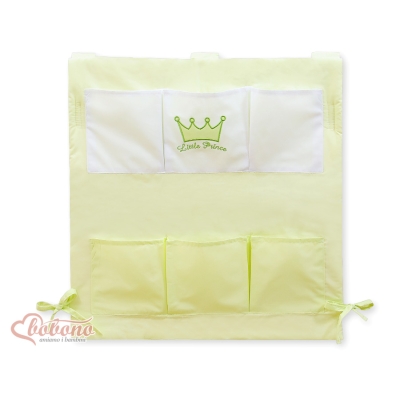 Organizer Portaoggetti in Cotone da Appendere al Lettino Verde Little Prince/Princess