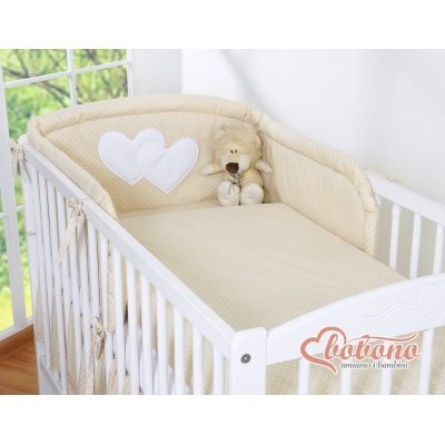 Paracolpi Universale per Lettino Beige Pois Bianchi Cuori