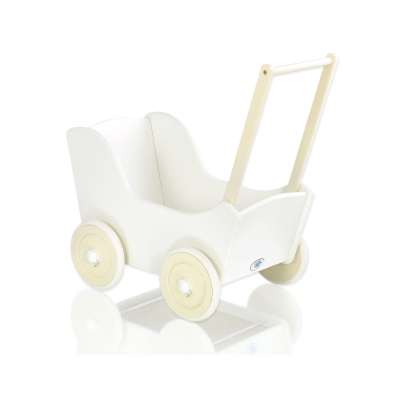 Passeggino per Bambole Legno Creme Bianca