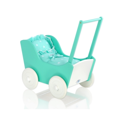 Passeggino per le Bambole Biancheria Menta Bianca