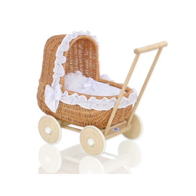 Passeggino per le Bambole Rattan Bianca