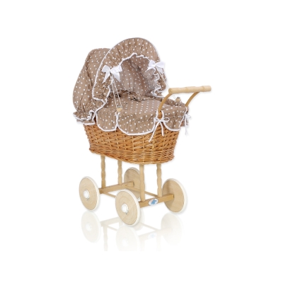 Passeggino per le Bambole Rattan Marrone